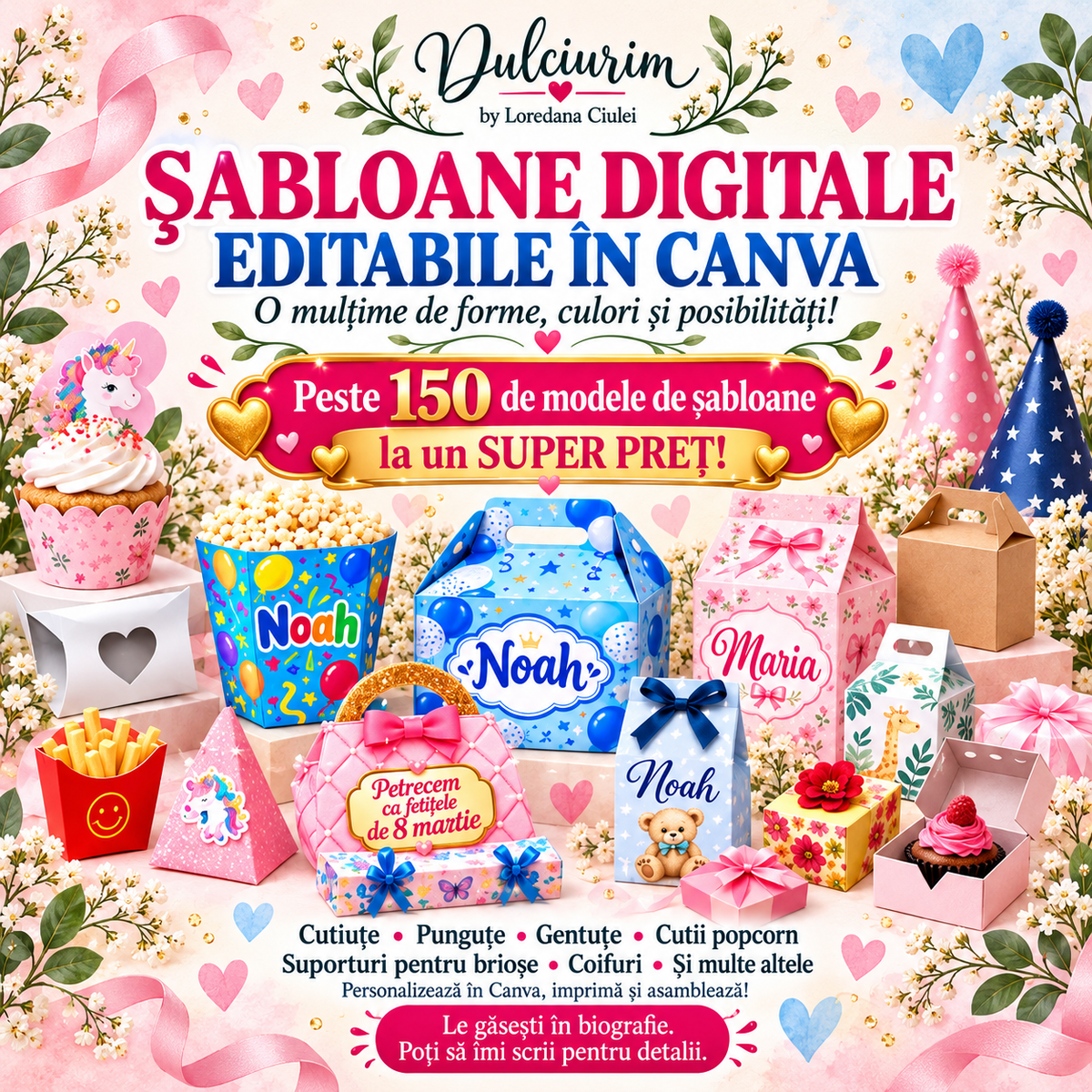 150 Șabloane personalizabile petreceri canva