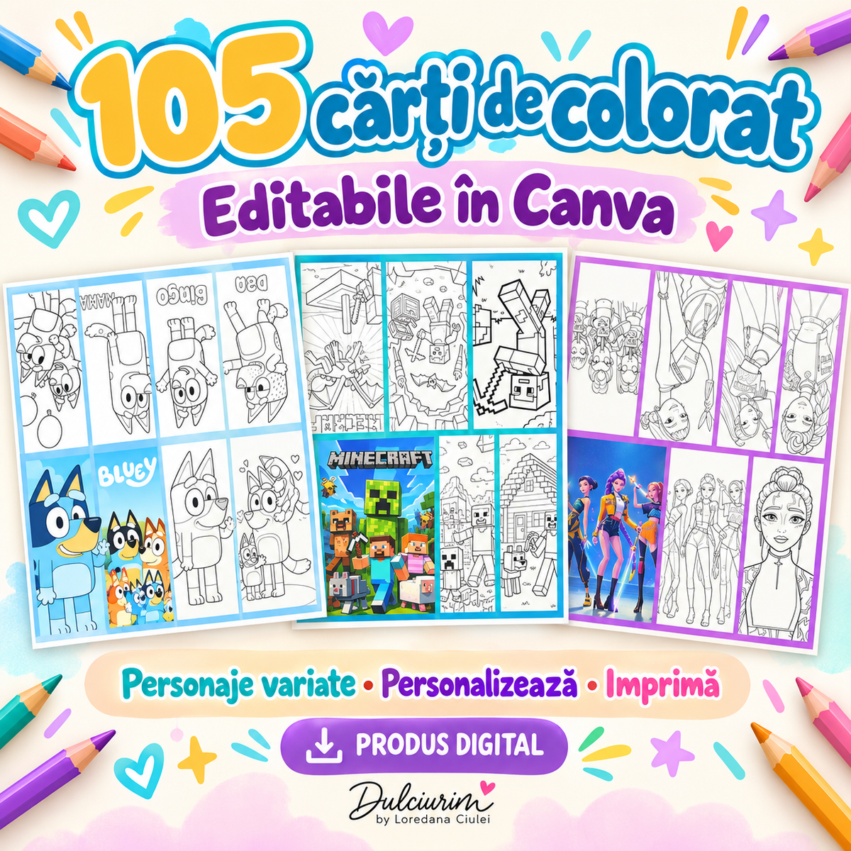 105 Carti de colorat Dulciurim by Loredana Ciulei