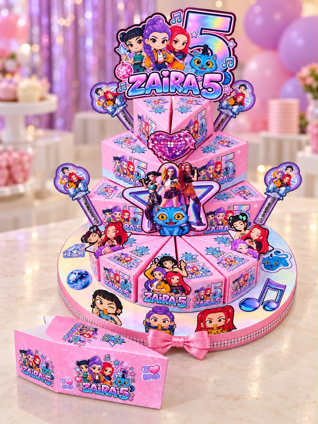 Kpop Huntrix tort carton premium set 5 cutii cu imagini incluse(citiți descrierea)