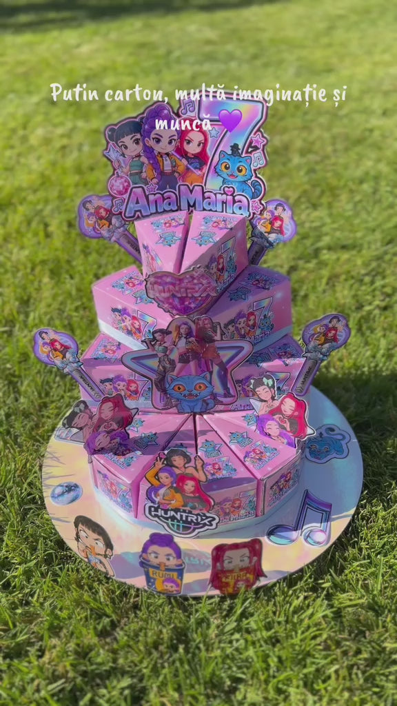 Kpop Huntrix tort carton premium set 5 cutii cu imagini incluse(citiți descrierea)